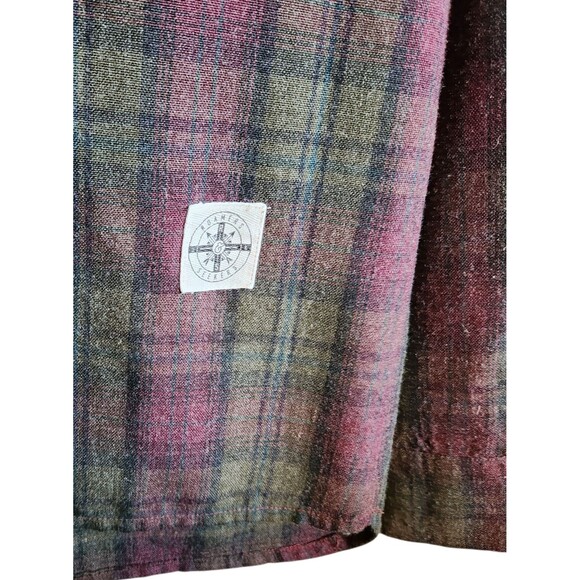 Roamers & Seekers Pullover Flannel Shirt 1/4 Button Green Maroon Plaid Mens L - Picture 4 of 7